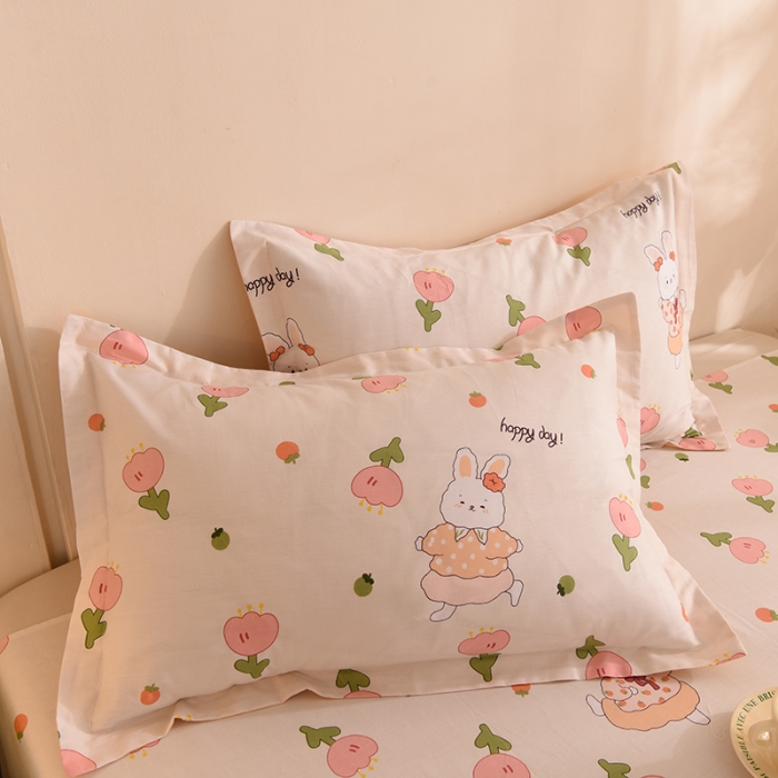 91家纺网 家纺一手货源 找家纺 甜之梦 2025新款12868全棉印花系列单品枕套花园小兔