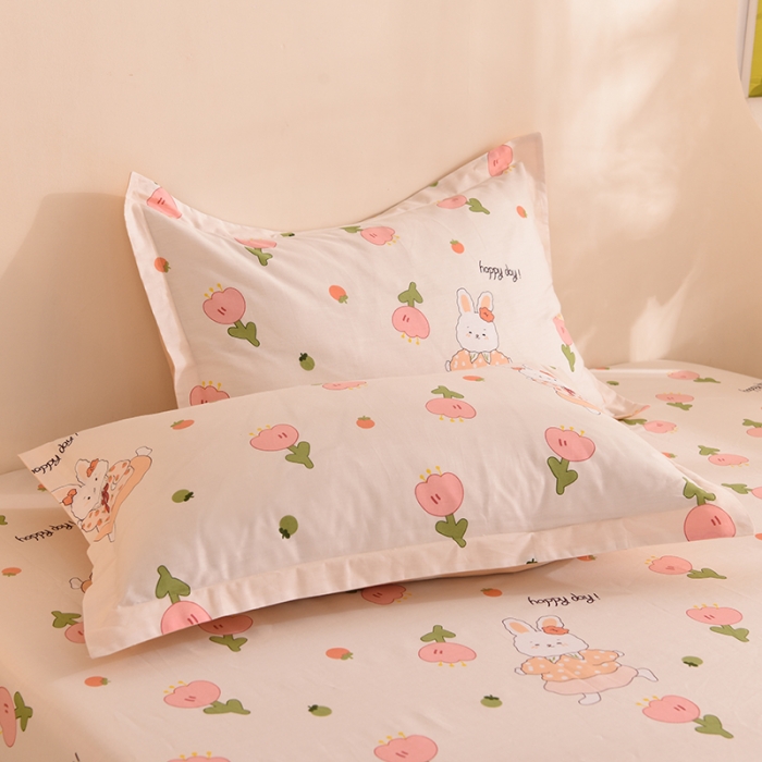 91家纺网 家纺一手货源 找家纺 甜之梦 2025新款12868全棉印花系列单品枕套花园小兔