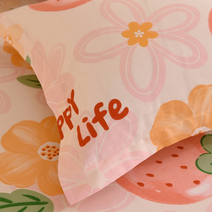 91家纺网 家纺一手货源 找家纺 甜之梦 2025新款12868全棉印花系列单品枕套快乐草莓