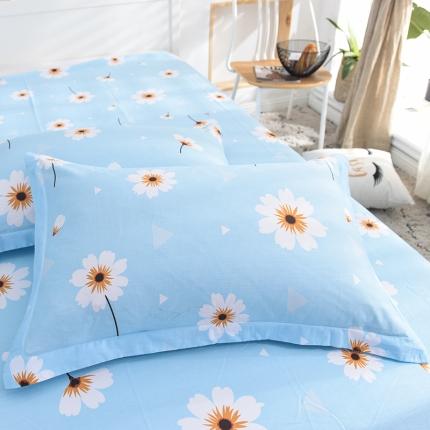 91家纺网 家纺一手货源 找家纺 甜之梦 2025新款12868全棉印花系列单品枕套小雏菊蓝