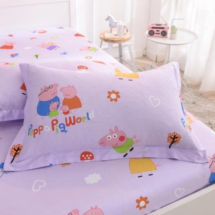 91家纺网 家纺一手货源 找家纺 甜之梦 2025新款12868全棉印花系列单品枕套小猪佩奇粉紫