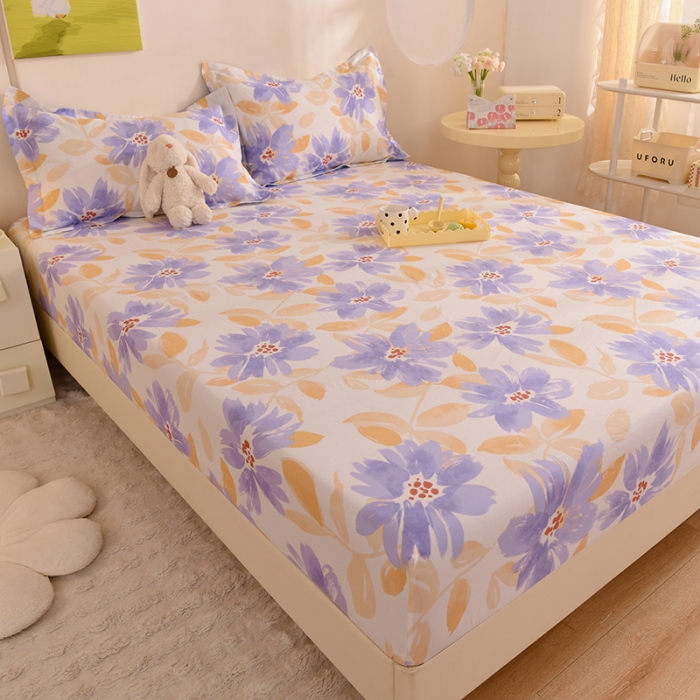 91家纺网 家纺一手货源 找家纺 甜之梦 新款12868全棉印花系列单床笠（可接缺角异型）花海