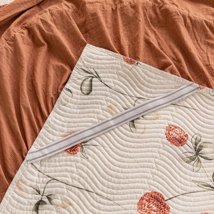 91家纺网 家纺一手货源 找家纺 （总）紫碧螺 2023新款水洗棉麻韩版印花绗缝双面床裙