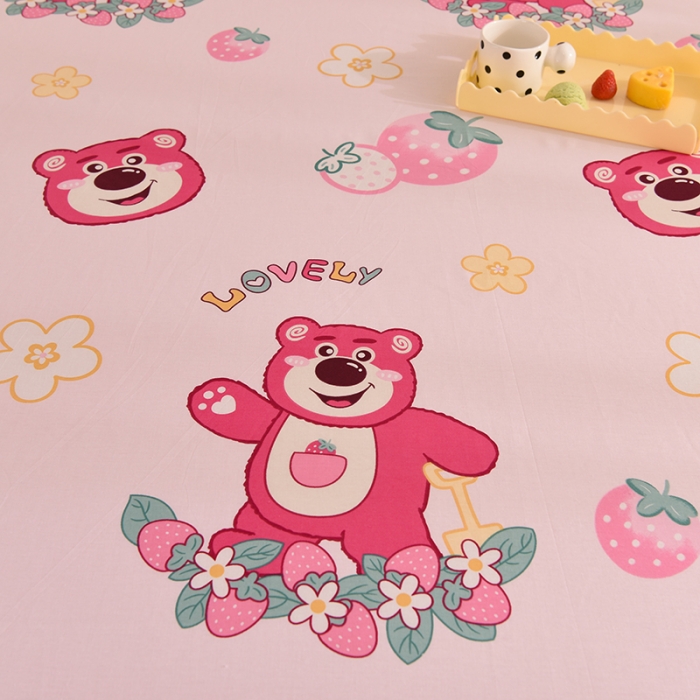 91家纺网 家纺一手货源 找家纺 甜之梦 新款12868全棉定制尺寸印花系列单床单草莓熊