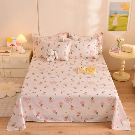 91家纺网 家纺一手货源 找家纺 甜之梦 新款12868全棉定制尺寸印花系列单床单花园小兔