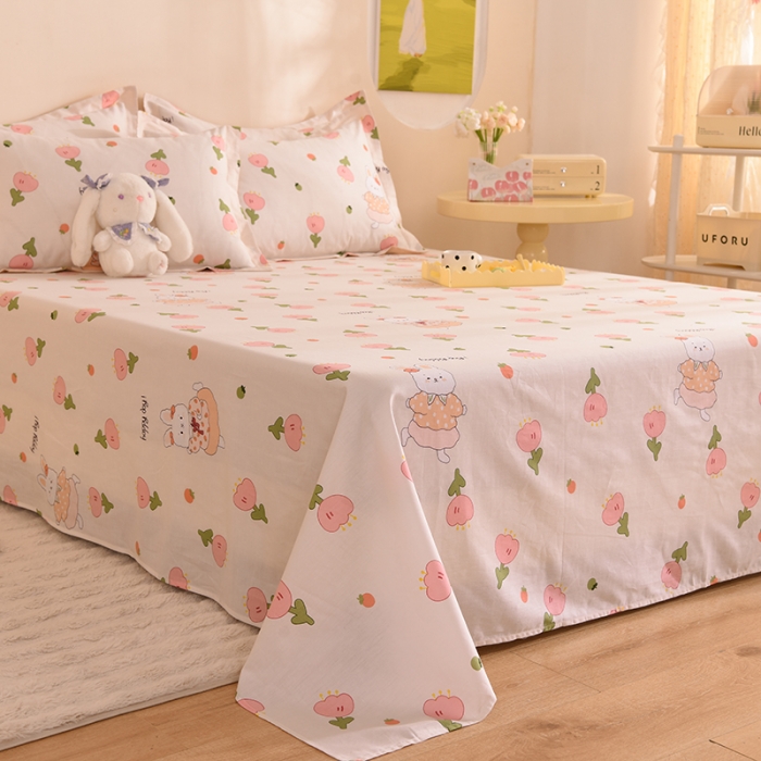 91家纺网 家纺一手货源 找家纺 甜之梦 新款12868全棉定制尺寸印花系列单床单花园小兔