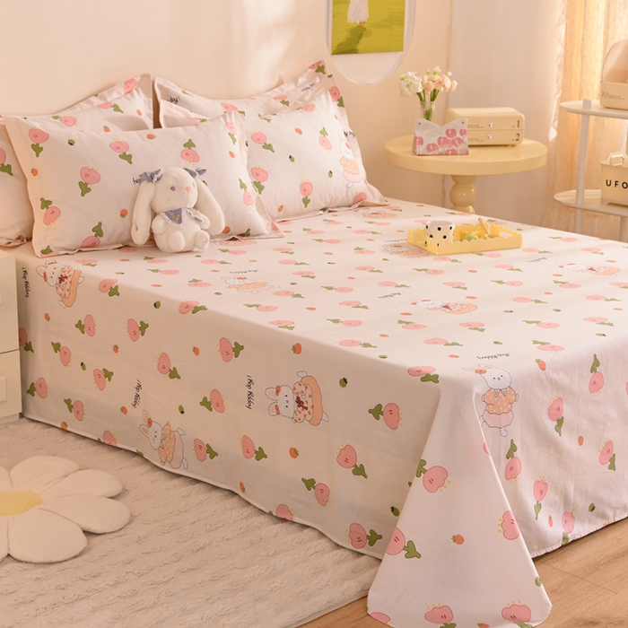 91家纺网 家纺一手货源 找家纺 甜之梦 新款12868全棉定制尺寸印花系列单床单花园小兔