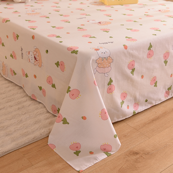 91家纺网 家纺一手货源 找家纺 甜之梦 新款12868全棉定制尺寸印花系列单床单花园小兔