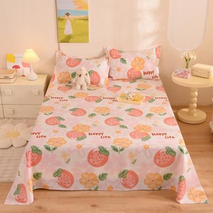 91家纺网 家纺一手货源 找家纺 甜之梦 新款12868全棉定制尺寸印花系列单床单快乐草莓