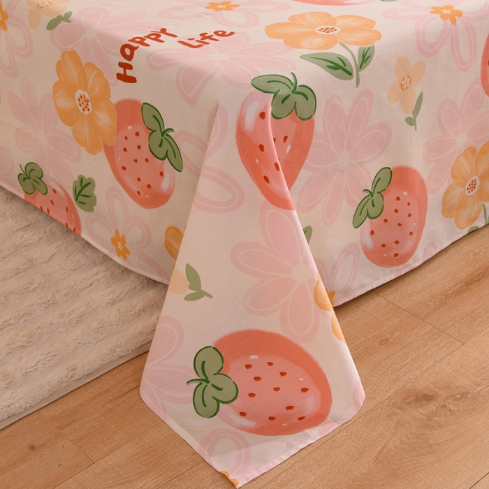 91家纺网 家纺一手货源 找家纺 甜之梦 新款12868全棉定制尺寸印花系列单床单快乐草莓