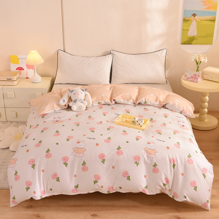 91家纺网 家纺一手货源 找家纺 甜之梦 新款12868全棉定制尺寸印花系列单被套花园小兔