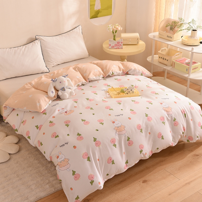 91家纺网 家纺一手货源 找家纺 甜之梦 新款12868全棉定制尺寸印花系列单被套花园小兔