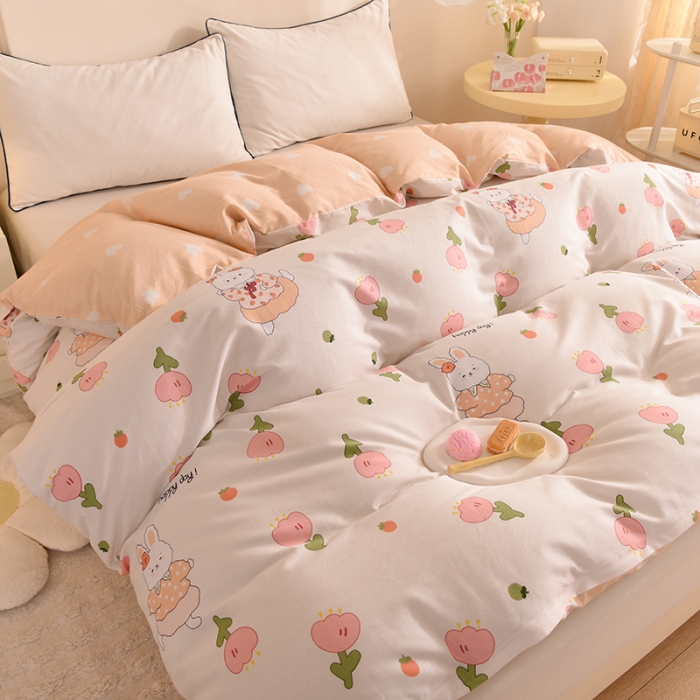 91家纺网 家纺一手货源 找家纺 甜之梦 新款12868全棉定制尺寸印花系列单被套花园小兔