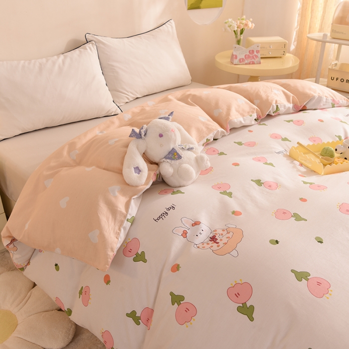 91家纺网 家纺一手货源 找家纺 甜之梦 新款12868全棉定制尺寸印花系列单被套花园小兔