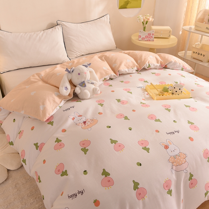 91家纺网 家纺一手货源 找家纺 甜之梦 新款12868全棉定制尺寸印花系列单被套花园小兔