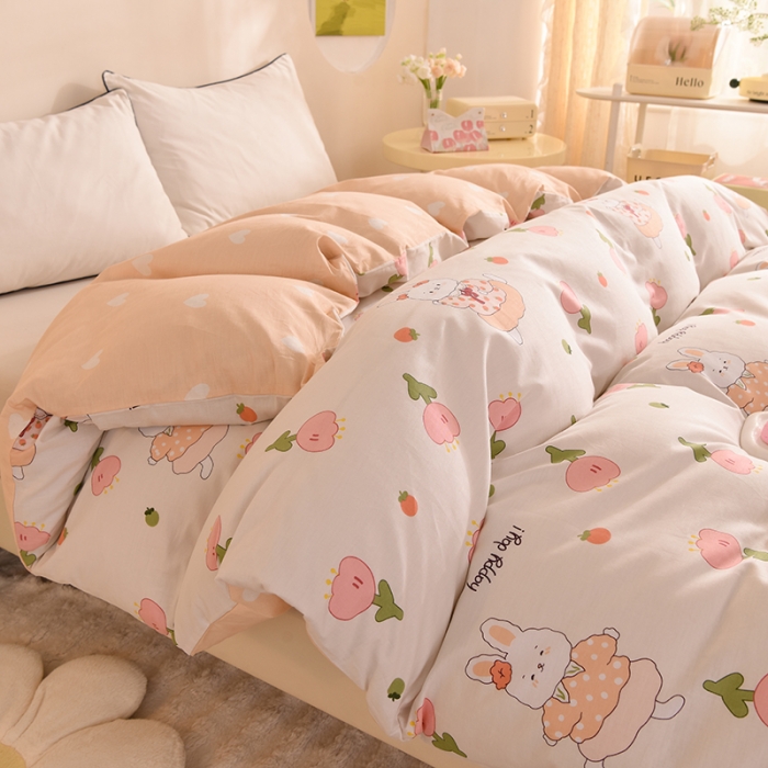 91家纺网 家纺一手货源 找家纺 甜之梦 新款12868全棉定制尺寸印花系列单被套花园小兔