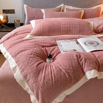 91家纺网 家纺一手货源 找家纺 （总）绘萱 2023新款230克雕花牛奶绒四件套