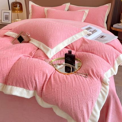 91家纺网 家纺一手货源 找家纺 （总）绘萱 2023新款230克雕花牛奶绒四件套