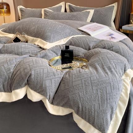91家纺网 家纺一手货源 找家纺 （总）绘萱 2023新款230克雕花牛奶绒四件套
