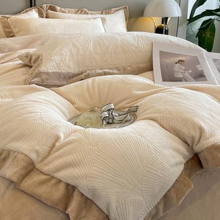 91家纺网 家纺一手货源 找家纺 （总）绘萱 2023新款230克雕花牛奶绒四件套