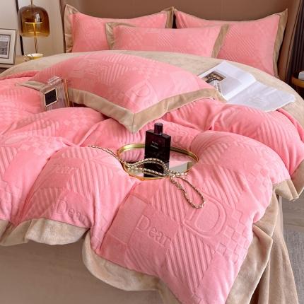 91家纺网 家纺一手货源 找家纺 （总）绘萱 2023新款230克雕花牛奶绒四件套