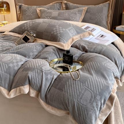 91家纺网 家纺一手货源 找家纺 （总）绘萱 2023新款230克雕花牛奶绒四件套