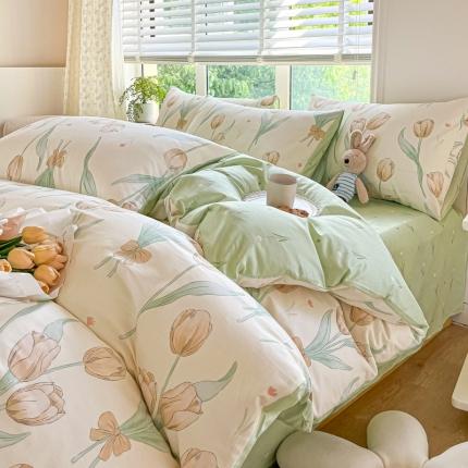 91家纺网 家纺一手货源 找家纺 芷卧 2025新款13372全棉碎花小清新四件套 花仙子