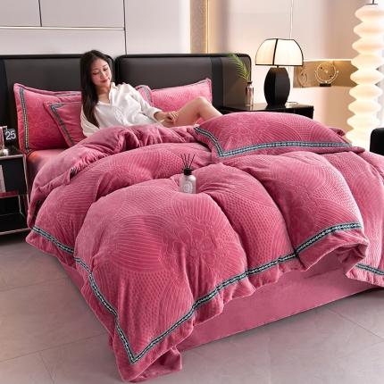 91家纺网 家纺一手货源 找家纺 （总）绒耀 2025新款高克重雕花绒牛奶绒四件套直播爆款电商爆款