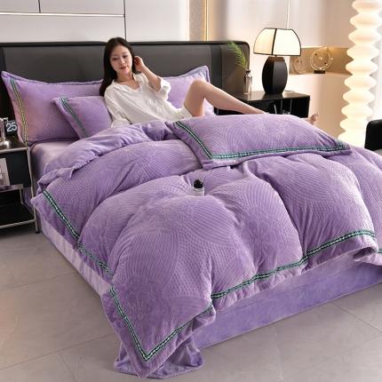 91家纺网 家纺一手货源 找家纺 （总）绒耀 2025新款高克重雕花绒牛奶绒四件套直播爆款电商爆款