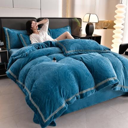 91家纺网 家纺一手货源 找家纺 （总）绒耀 2025新款高克重雕花绒牛奶绒四件套直播爆款电商爆款