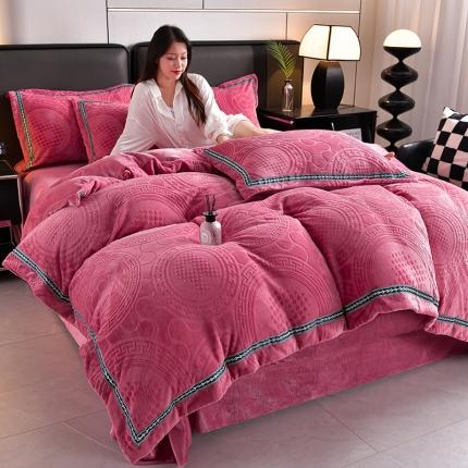 91家纺网 家纺一手货源 找家纺 （总）绒耀 2025新款高克重雕花绒牛奶绒四件套直播爆款电商爆款