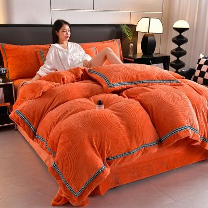 91家纺网 家纺一手货源 找家纺 （总）绒耀 2025新款高克重雕花绒牛奶绒四件套直播爆款电商爆款