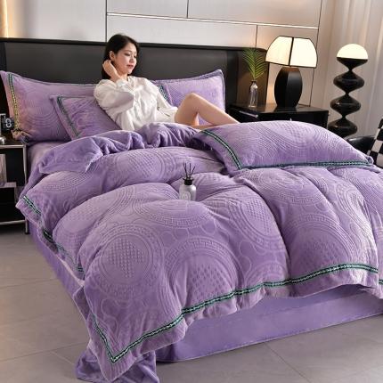 91家纺网 家纺一手货源 找家纺 （总）绒耀 2025新款高克重雕花绒牛奶绒四件套直播爆款电商爆款