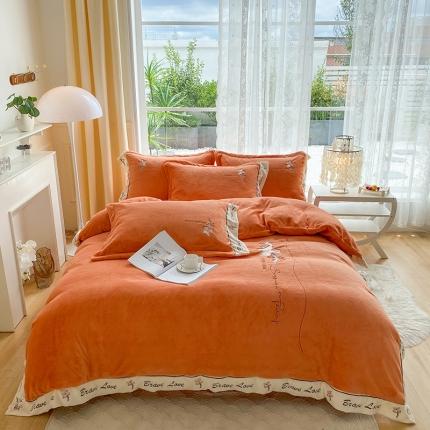 91家纺网 家纺一手货源 找家纺 （总）可以家居 2023新款全消光云绒雅思绒牛奶绒刺绣四件套-漫妮