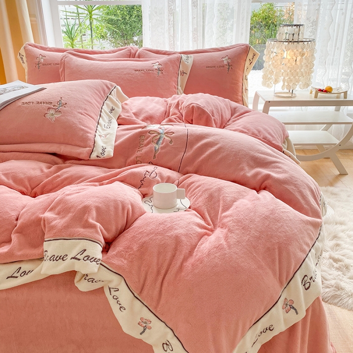 91家纺网 家纺一手货源 找家纺 可以家居 2023新款全消光云绒雅思绒牛奶绒刺绣四件套-漫妮 漫妮-玉