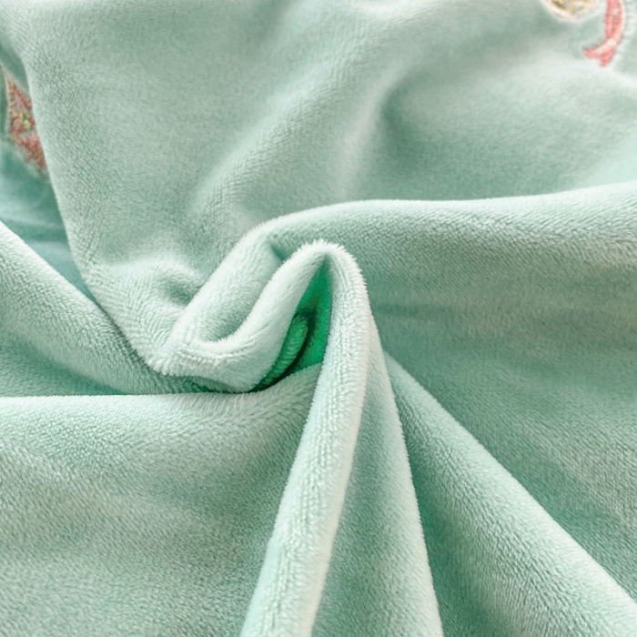 91家纺网 家纺一手货源 找家纺 可以家居 2023新款全消光婴儿绒牛奶绒刺绣四件套-恋语 恋语-绿