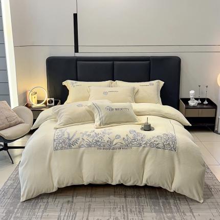 91家纺网 家纺一手货源 找家纺 昊川家纺 2025新款230g全消光绣花四件套-盛世 盛世-米白