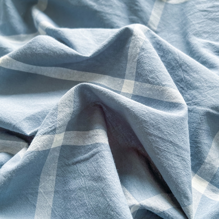 91家纺网 家纺一手货源 找家纺 柠萌 2023新款全棉色织水洗棉加牛奶绒单品被套全棉拼牛奶绒被套 棉+绒-海蓝大格