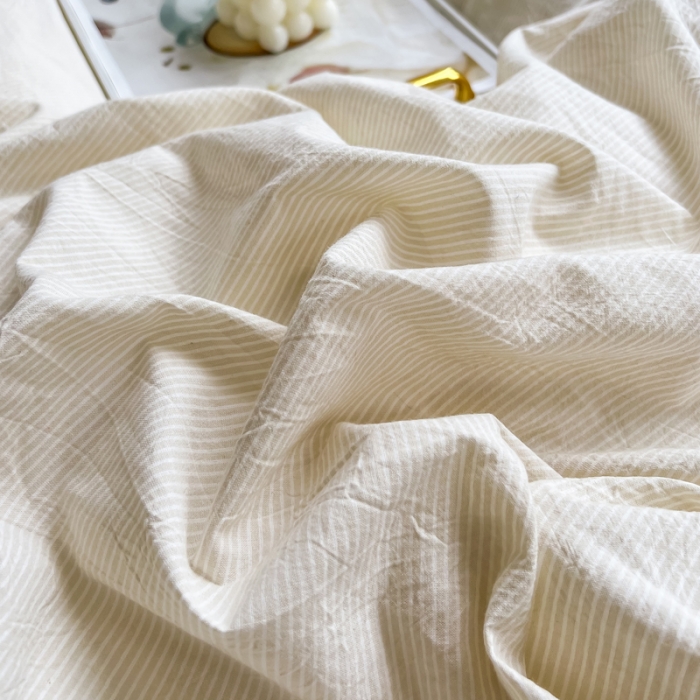 91家纺网 家纺一手货源 找家纺 柠萌 2023新款全棉色织水洗棉加牛奶绒单品被套全棉拼牛奶绒被套 棉+绒-米极细条