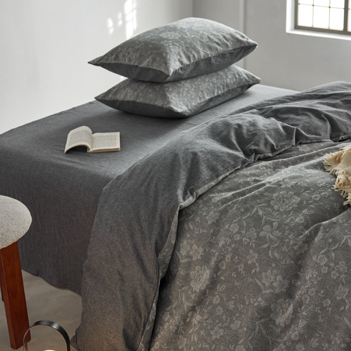 91家纺网 家纺一手货源 找家纺 安莱生活 2023新款A类双层纱全棉锦弈系列四件套 锦弈-深灰