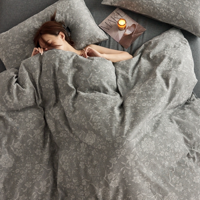 91家纺网 家纺一手货源 找家纺 安莱生活 2023新款A类双层纱全棉锦弈系列四件套 锦弈-深灰