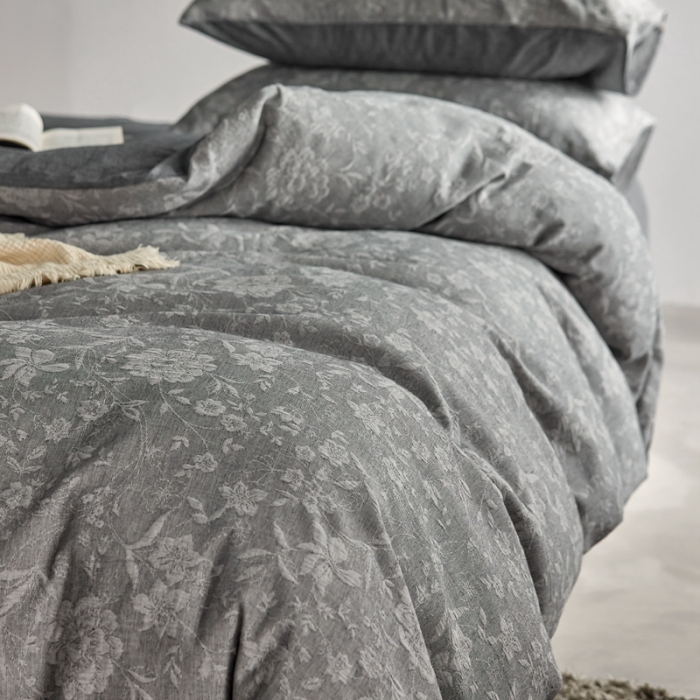 91家纺网 家纺一手货源 找家纺 安莱生活 2023新款A类双层纱全棉锦弈系列四件套 锦弈-深灰