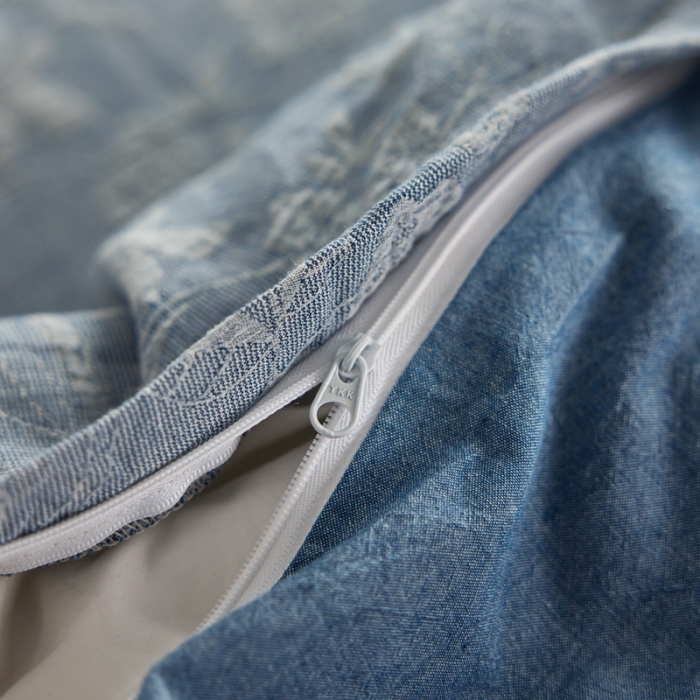 91家纺网 家纺一手货源 找家纺 安莱生活 2023新款A类双层纱全棉锦弈系列四件套 锦弈-深蓝