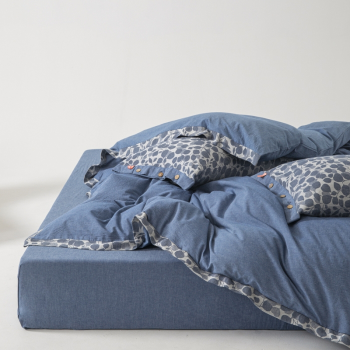 91家纺网 家纺一手货源 找家纺 （总）安莱生活 2023新款A类简约棉麻树叶拼边四件套