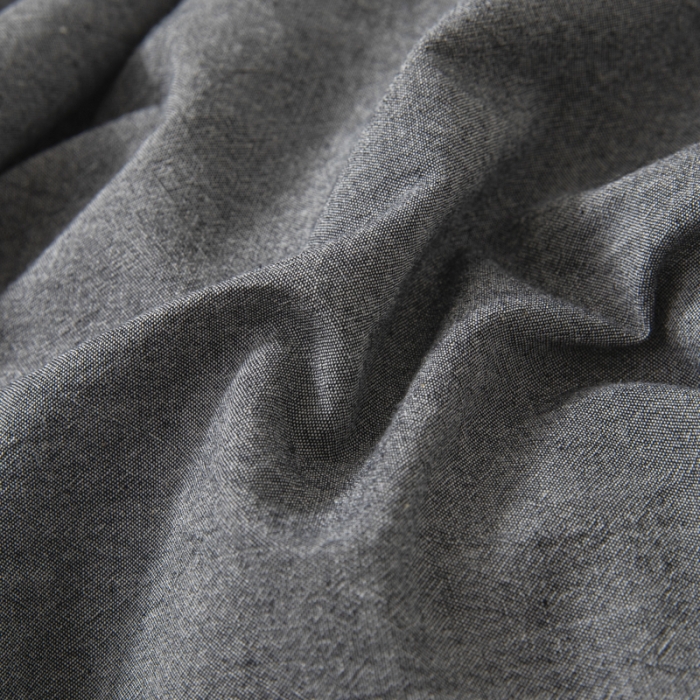 91家纺网 家纺一手货源 找家纺 安莱生活 2023新款A类简约棉麻树叶拼边四件套 棉麻拼边纽扣款-深灰