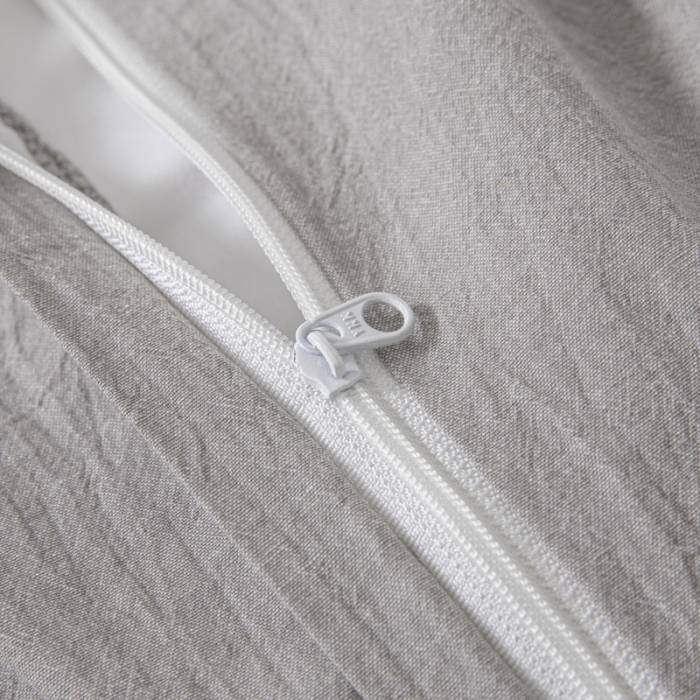 91家纺网 家纺一手货源 找家纺 安莱生活 2023新款A类简约棉麻树叶拼边四件套 棉麻拼边纽扣款-银灰