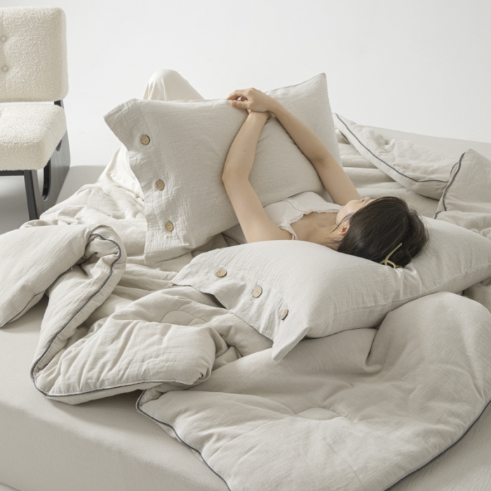 91家纺网 家纺一手货源 找家纺 （总）安莱生活 2023新款A类高端本色色织双层纱棉花被