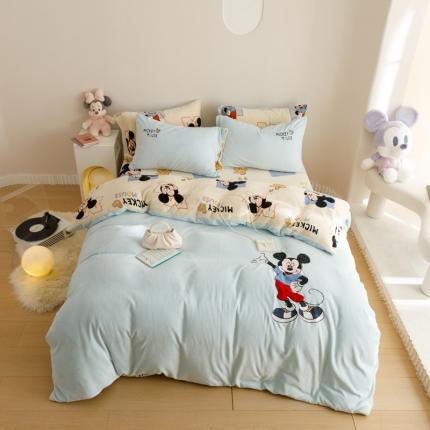 91家纺网 家纺一手货源 找家纺 （总）卡巴伦 2023新款迪士尼A类印加绣牛奶绒四件套