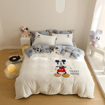 91家纺网 家纺一手货源 找家纺 （总）卡巴伦 2023新款迪士尼A类印加绣牛奶绒四件套