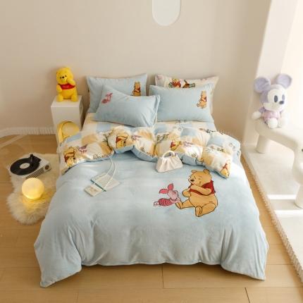 91家纺网 家纺一手货源 找家纺 （总）卡巴伦 2023新款迪士尼A类印加绣牛奶绒四件套